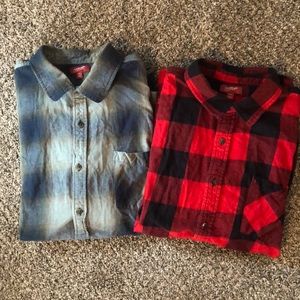 2 pack flannel long sleeve button downs